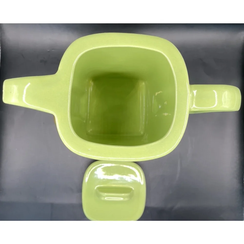 Mid-Century Modern Franciscan Green Pitcher Glossy Ceramic Square Made In CA